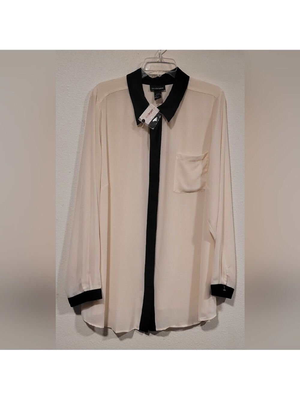 NWT Lane Bryant Sheer Cream Collared Blouse Sz 22/24